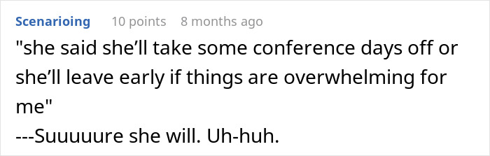 Screenshot of an online forum post showing a dad questioning if he&rsquo;s a jerk for not joining his wife&rsquo;s work trip with the kids.