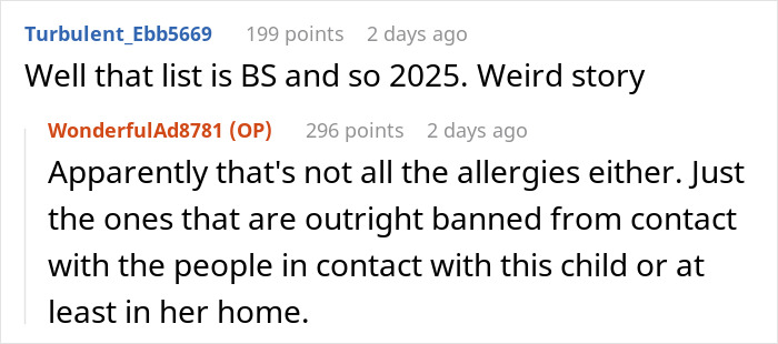 Comments discussing a dad refusing to change kids&rsquo; diet to accommodate ex&rsquo;s new husband&rsquo;s conditions for visitation.