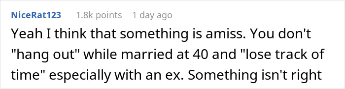 Comment expressing suspicion about wife&rsquo;s catch-up with her ex leading to a sleepover, husband left wondering what&rsquo;s going on.