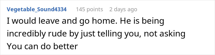 Screenshot of a Reddit comment discussing refusing to babysit a boyfriend’s niece during a vacation. Screenshot of a Reddit comment discussing refusing to babysit a boyfriend’s niece during a vacation.