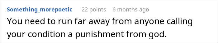 Screenshot of a comment warning against calling alopecia a punishment from God in a discussion about a bride banning her cousin's headscarf.