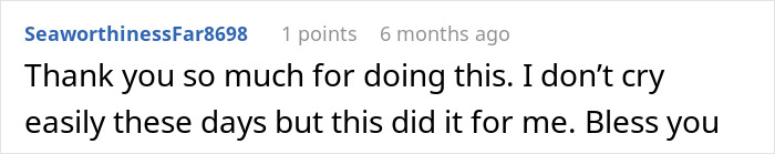 Screenshot of a heartfelt comment expressing emotional impact related to babysitter left heartbroken over kids living conditions and CPS call.