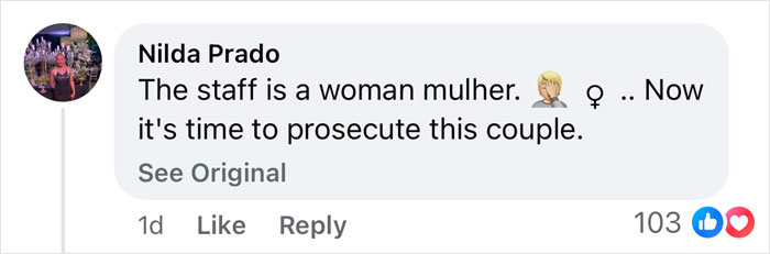 Comment on social media discussing prosecuting a couple physically blocking a cis woman from gym bathroom access.