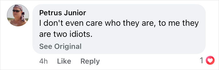 Screenshot of a social media comment criticizing a couple who physically blocks a cis woman from a gym bathroom.