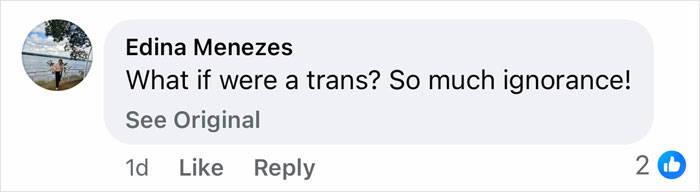 Screenshot of a social media comment discussing a trans-related gym bathroom confrontation and ignorance.