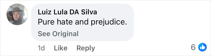 Screenshot of a social media comment expressing hate and prejudice related to a couple blocking a cis woman from a gym bathroom.
