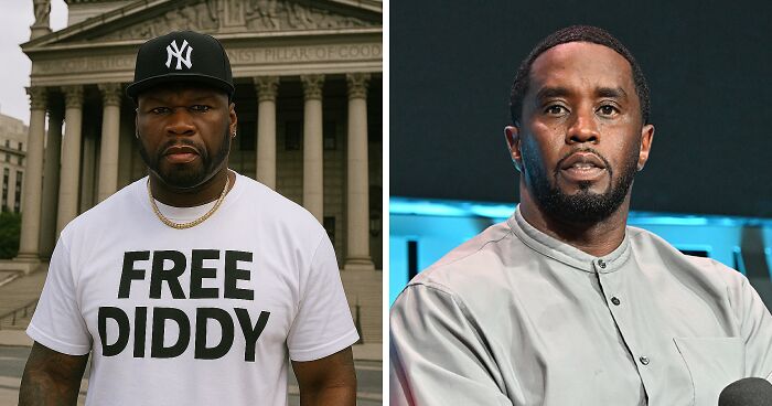 “So Petty, I Love It”: 50 Cent Poses in ‘Free Diddy’ Shirts, Comments on Cassie’s Mother