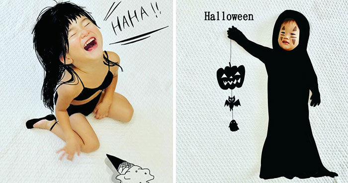 This Father Turns His Kids Into Anime Or Movie Characters By Drawing On Their Photos (17 New Pics)