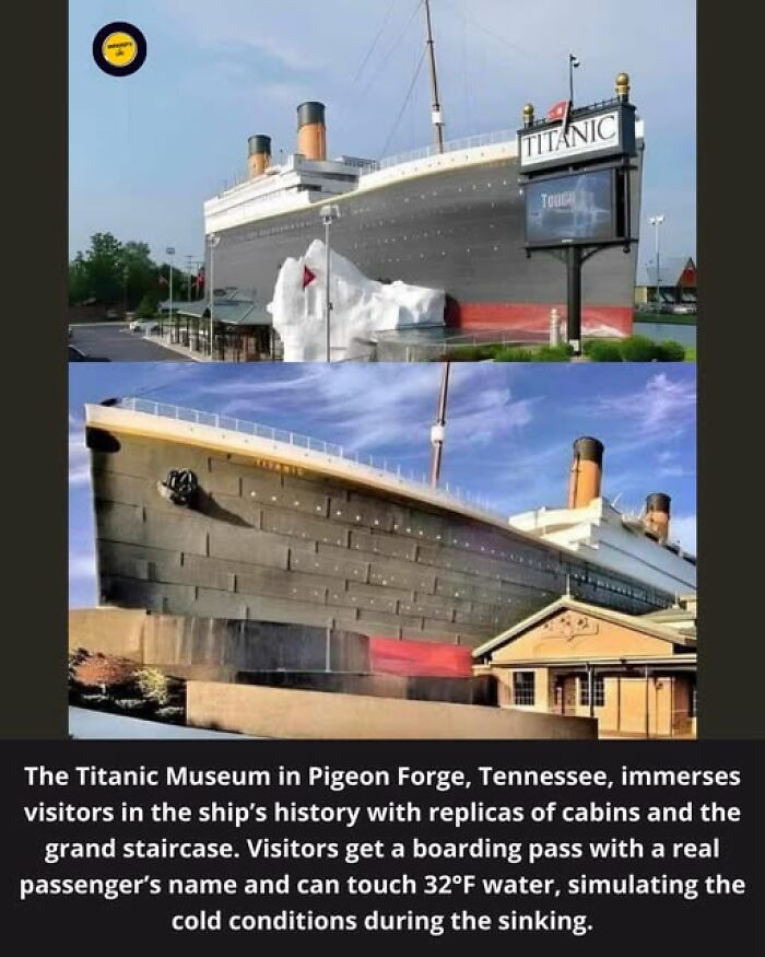Titanic Museum in Tennessee with replicas and exhibits showcasing unusual and tragic historical facts about the ship.