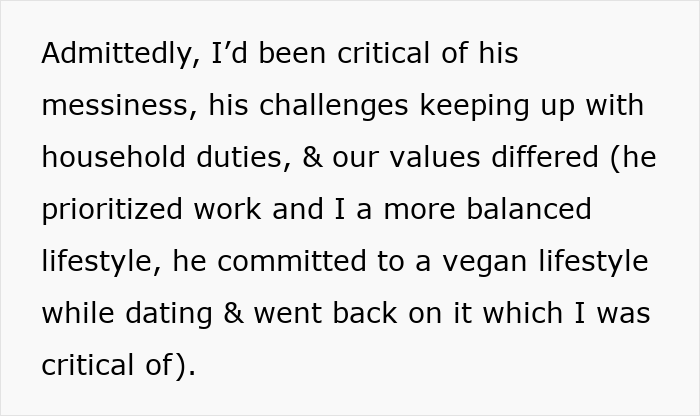 Text excerpt discussing a man’s messiness, differing values, and lifestyle challenges in a post-partum relationship. Text excerpt discussing a man’s messiness, differing values, and lifestyle challenges in a post-partum relationship.