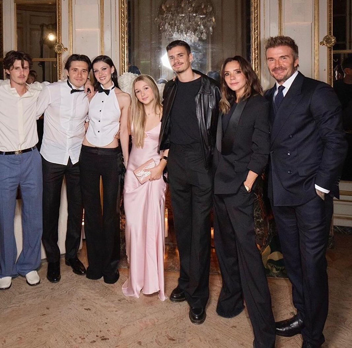 David Beckham and family dressed formally at an event amid rumored family feud involving Nicola Peltz.