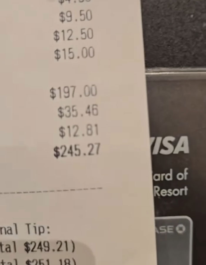 Receipt showing total cost over 245 dollars for one-day family trip expenses sparking debate over Disney World prices Receipt showing total cost over 245 dollars for one-day family trip expenses sparking debate over Disney World prices