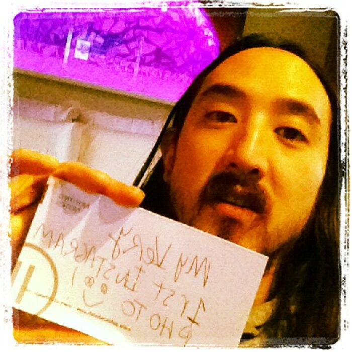 Close-up of a celebrity sharing a nostalgic Instagram post with handwritten note from way back in the day.