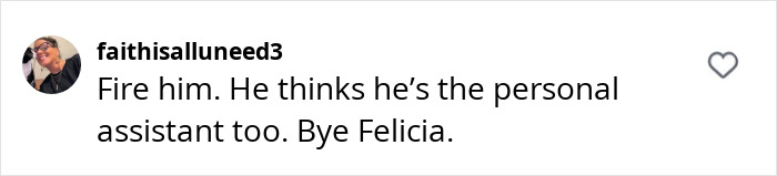Comment on social media expressing frustration about a bodyguard acting like a personal assistant, related to concerns with Angelina Jolie.