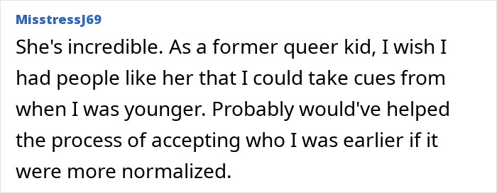 Comment praising Elon Musk&rsquo;s trans daughter Vivian for inspiring acceptance and representation in the LGBTQ+ community.