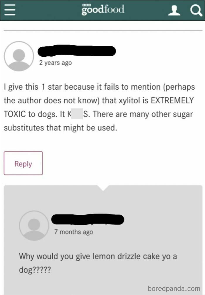 Customer reviews showing entitled complaints about product ingredients and usage with absurd comments on food safety.