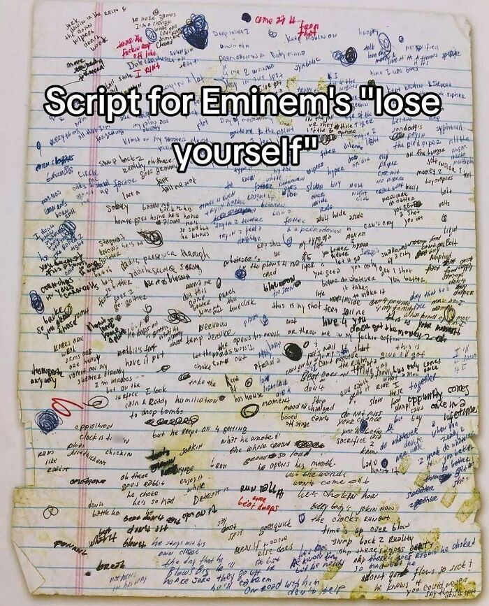 Handwritten script notes showing detailed edits and scribbles, highlighting the inside of Big Ben’s unique creative process.