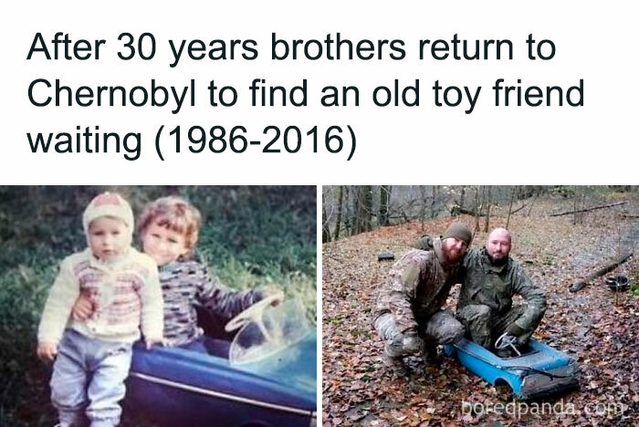 Old toy car in Chernobyl found after 30 years, illustrating nostalgic moments and the inside of Big Ben as interesting topics.