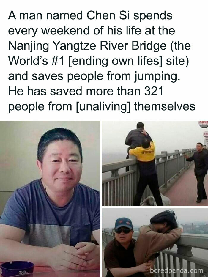 Man saving lives on the Nanjing Yangtze River Bridge, an inspiring example of courage and hope inside big ben.