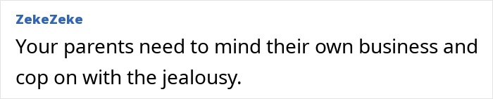 Screenshot of a comment criticizing jealous grandparents for wanting ex-in-laws to stop giving money to a kid.