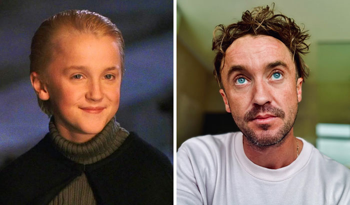 Side-by-side then and now photos of a famous celebrity showing changes over time in a nostalgic comparison.