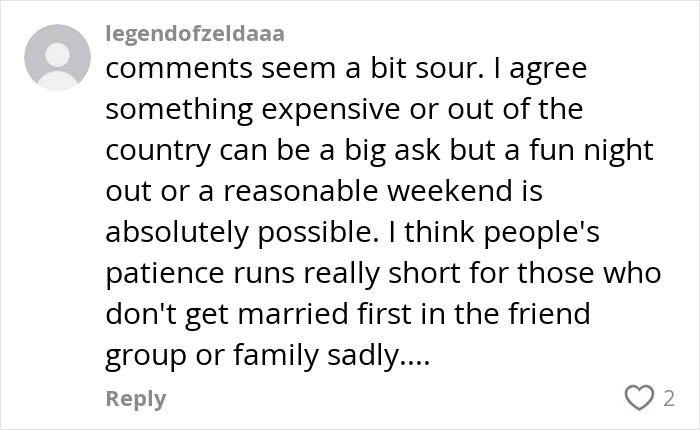 User comment discussing costs and opinions amid internet debates on paying for hen parties and their impact on friendships.