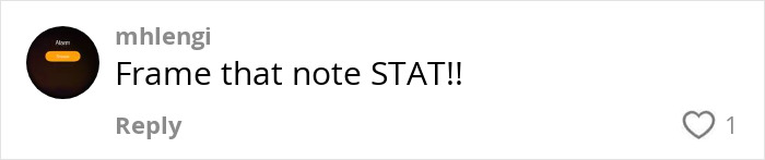 Comment from user mhlengi saying Frame that note STAT with one like, related to Meghan Markle's note to flight attendant going viral.