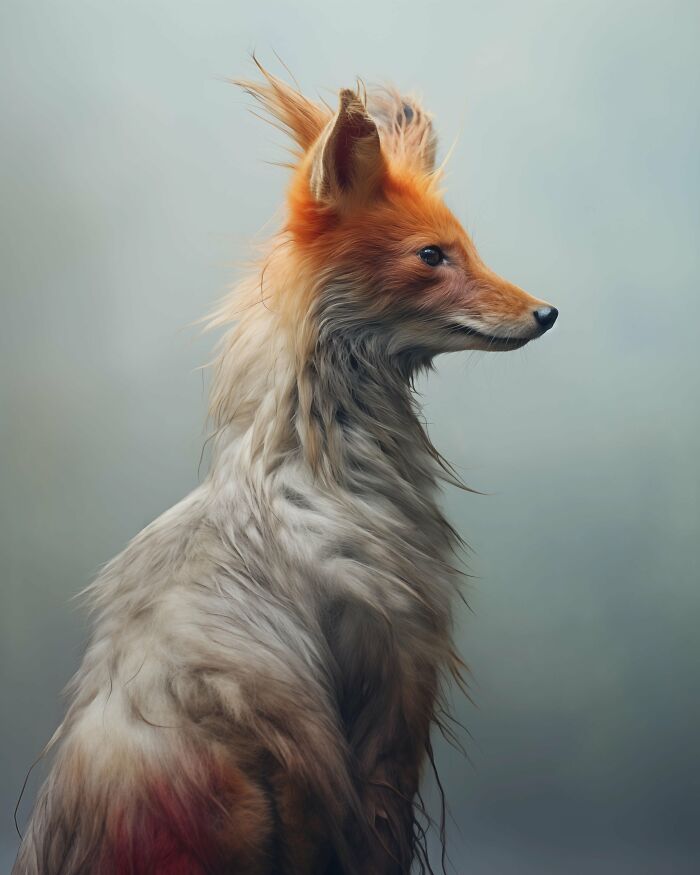 Fox with a surreal and unsettling appearance showcasing visions of the natural world by Jim Naughten in detail.
