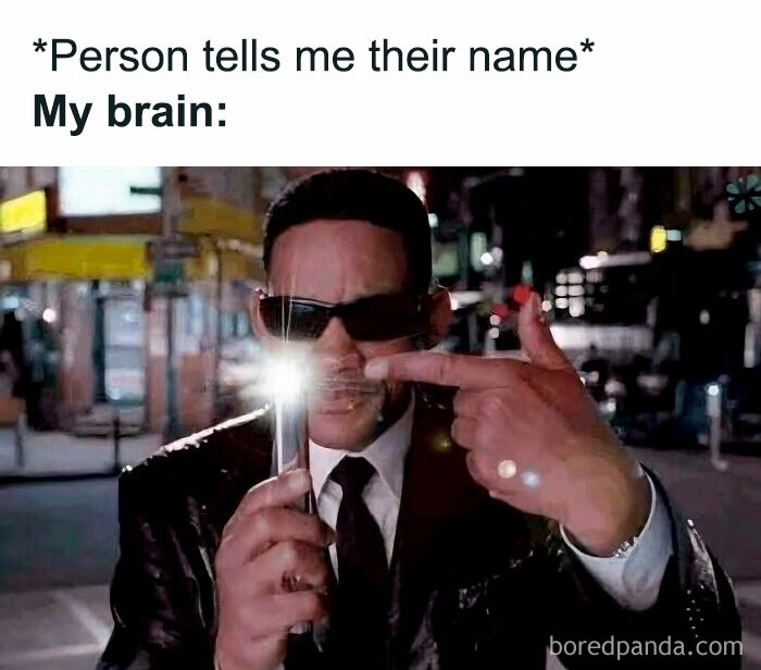 Man in black suit and sunglasses using a neuralizer, meme representing the millennial mind on Instagram meme page.