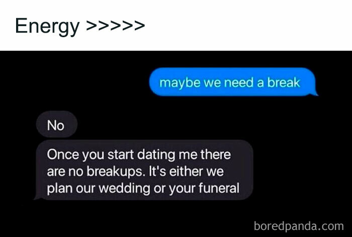 Text message meme showing a bold relationship reply with spicy and relatable meme energy.