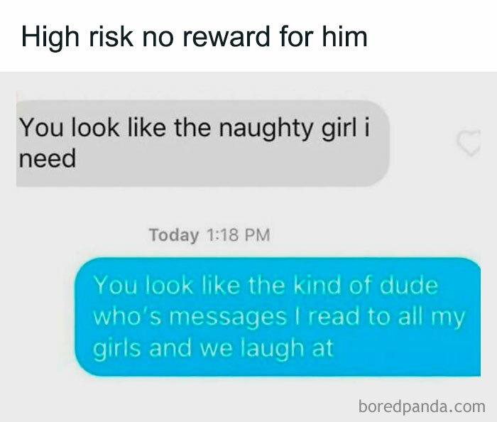 Text message meme showing a funny and relatable conversation in a spicy and silly tone.