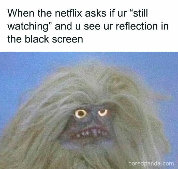 Relatable meme showing a funny monster face reacting to seeing your reflection, illustrating memes for days humor.