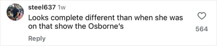 Screenshot of Instagram comment on Kelly Osbourne's transformation, mentioning change and sparking Ozempic and plastic surgery rumors.