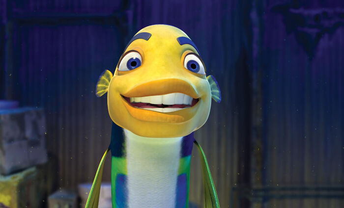 Animated smiling fish character in underwater setting, illustrating unconventional crushes people actually have.