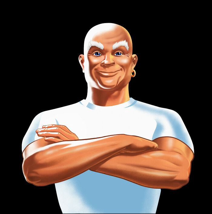 Illustration of confident bald man with white eyebrows and earring, symbolizing unconventional crushes people actually have.