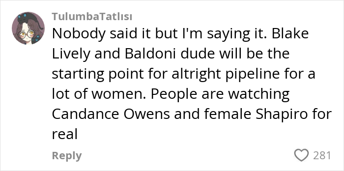 Social media comment discussing the most dangerous alt-right rabbit holes influencing women and key figures in the movement.