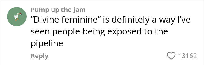 Comment from user Pump up the jam discussing exposure to alt-right rabbit holes for women on a social media post with 13,162 likes.