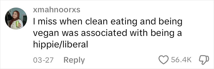 Screenshot of a social media comment discussing cultural views related to alt-right rabbit holes for women.