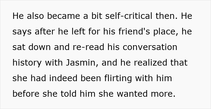 Text describing a man reflecting on his conversation after being hit on for the first time in his life, causing relationship issues.