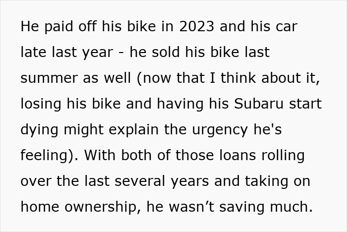Text excerpt from woman seeking advice on talking sense into husband planning an irresponsible manly purchase with financial concerns.