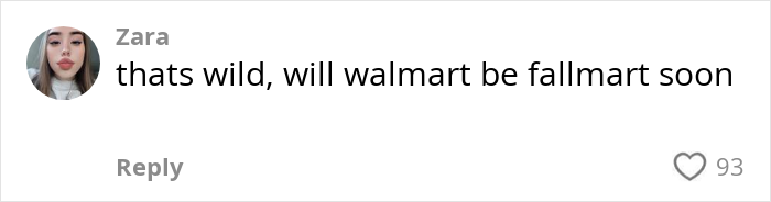 Comment from Zara questioning Walmart and referencing American grocery shops under fire for self-checkout and shopping fees. Comment from Zara questioning Walmart and referencing American grocery shops under fire for self-checkout and shopping fees.