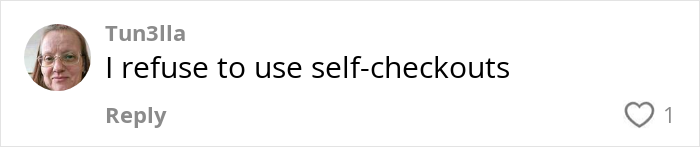 User comment refusing to use self-checkouts amid American grocery shops facing fees for self-checkout and morning shopping trends. User comment refusing to use self-checkouts amid American grocery shops facing fees for self-checkout and morning shopping trends.