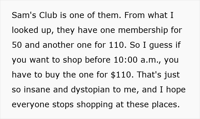 Text discussing Sam's Club membership fees related to morning shopping, highlighting American grocery shops under fire. Text discussing Sam's Club membership fees related to morning shopping, highlighting American grocery shops under fire.
