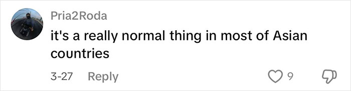 Screenshot of a social media comment discussing cultural norms related to the viral Japanese waitress helping a traveling mom and dad.