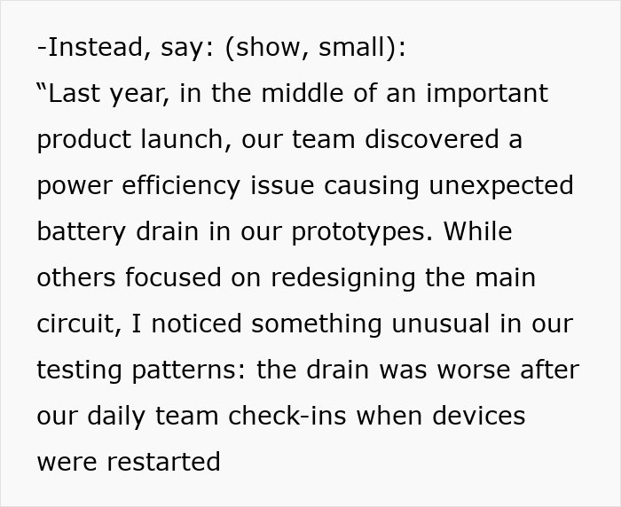 Text on a white background showing detailed tips from a professional career coach to help people ace interviews and land dream jobs.