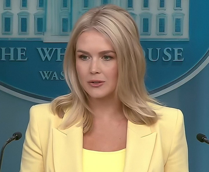 White House press secretary speaking during a briefing after Taylor Swift deemed no longer hot by President Trump.