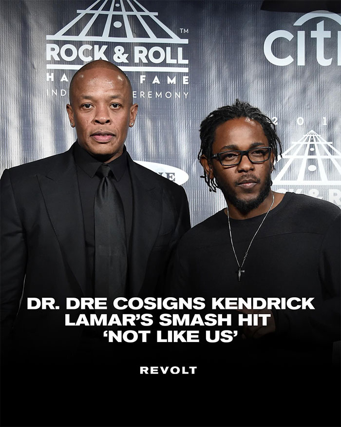 Dr. Dre and Kendrick Lamar at Rock and Roll Hall of Fame event highlighting Kendrick Lamar&rsquo;s net worth and music success.