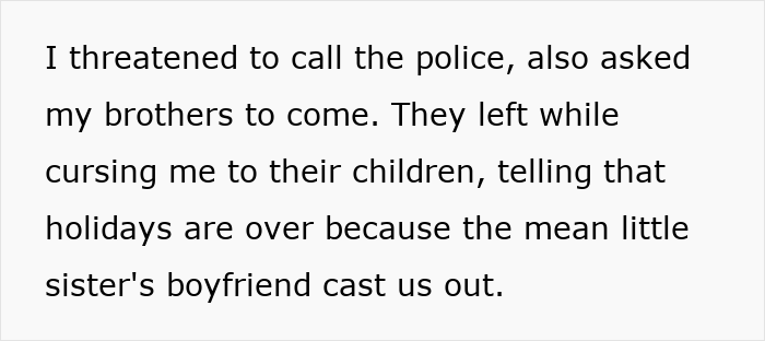 Text about someone threatening to call police and family conflicts after a chaotic home visit from work trip. Text about someone threatening to call police and family conflicts after a chaotic home visit from work trip.