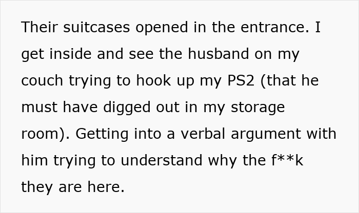 Man comes back early from work trip to find his home in chaos with suitcases opened and a confused argument starting. Man comes back early from work trip to find his home in chaos with suitcases opened and a confused argument starting.
