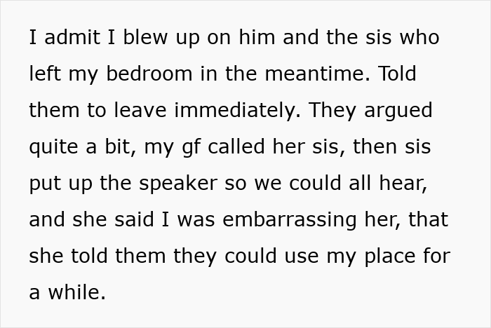 Text excerpt showing a man’s chaotic home situation after coming back early from a work trip, questioning sanity. Text excerpt showing a man’s chaotic home situation after coming back early from a work trip, questioning sanity.